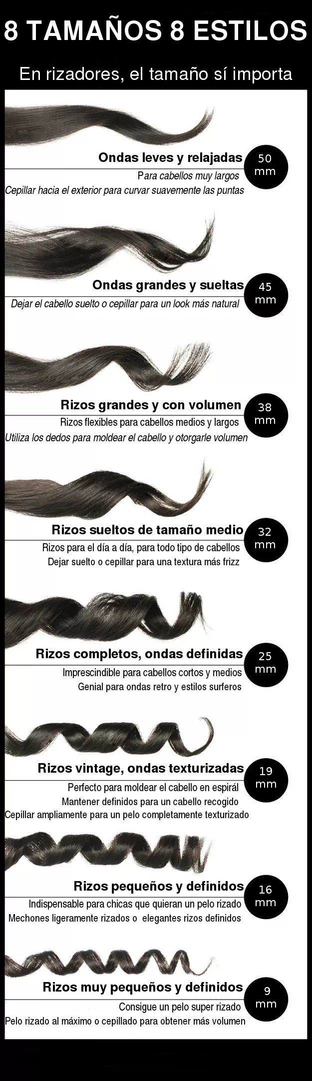 tamanos de rizadores hu