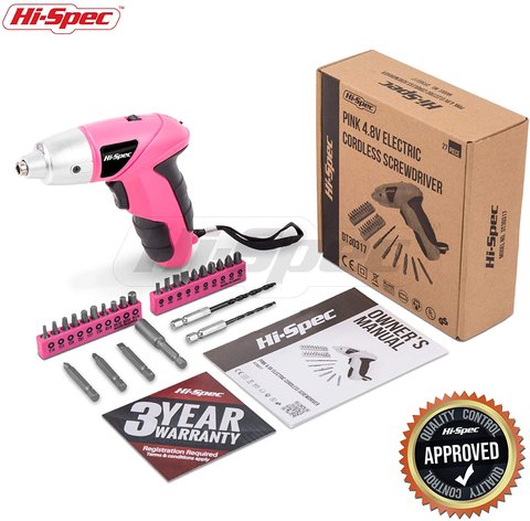 atornillador electrico hi spec pink ribbon foundation detalle