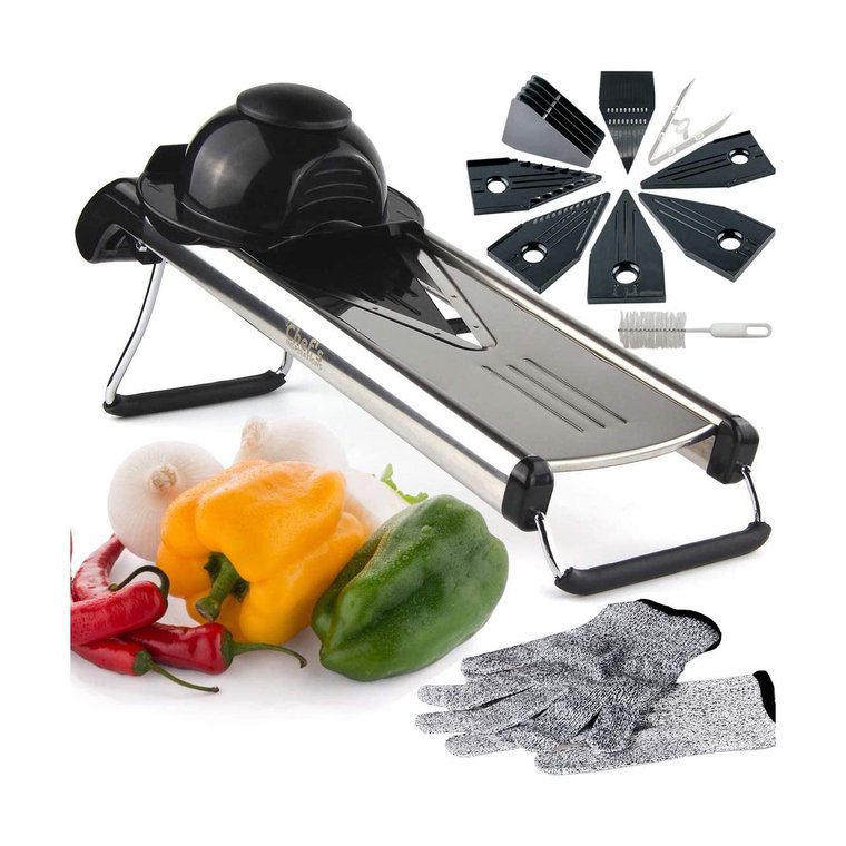  Newhai Cortador de verduras comercial Máquina automática de  cortar frutas con hoja de 5/16 '' 15/64 '' acero inoxidable para papas,  zanahorias, cubos de uso en restaurantes 110 V : Hogar y Cocina