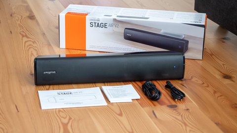 análisis de la barra de sonido compacta creative stage air v2