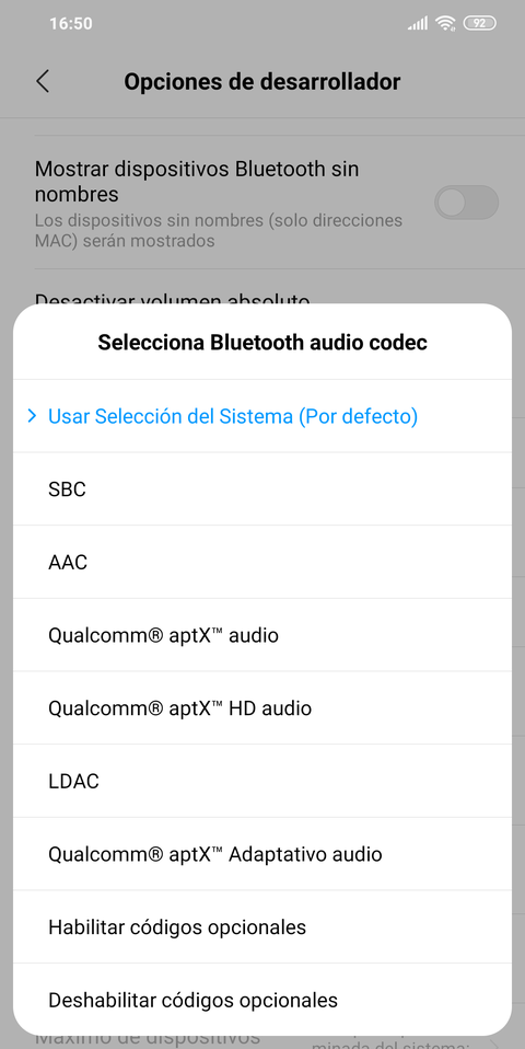forzar codec android