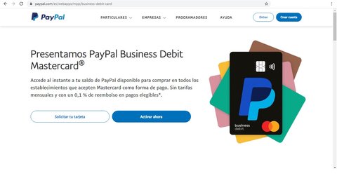 solicitar tarjeta paypal