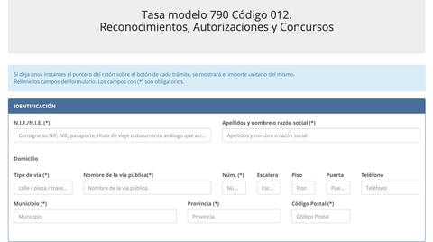 rellenar pago tasas modelo 790 012