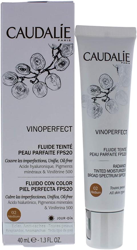 maquillaje oil free no comedogenico fluido con color vinoperfect de caudalie
