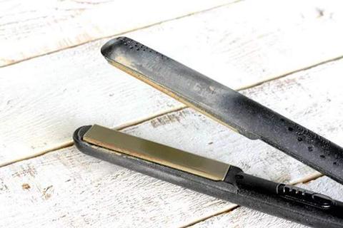 como limpiar plancha pelo antes