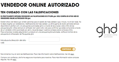 web verificar vendedores autorizados ghd