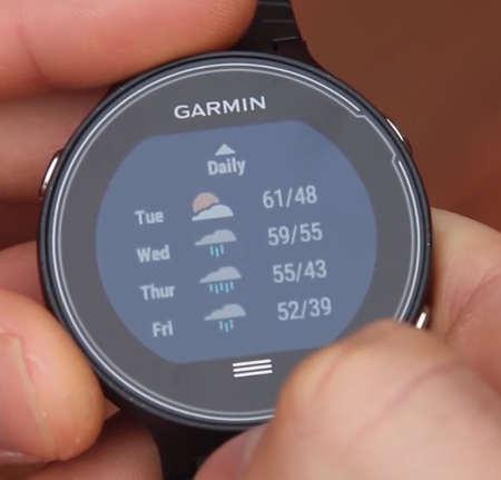 garmin fr630 smartwatch prevision tiempo