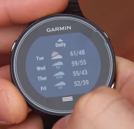 garmin fr630 smartwatch prevision tiempo