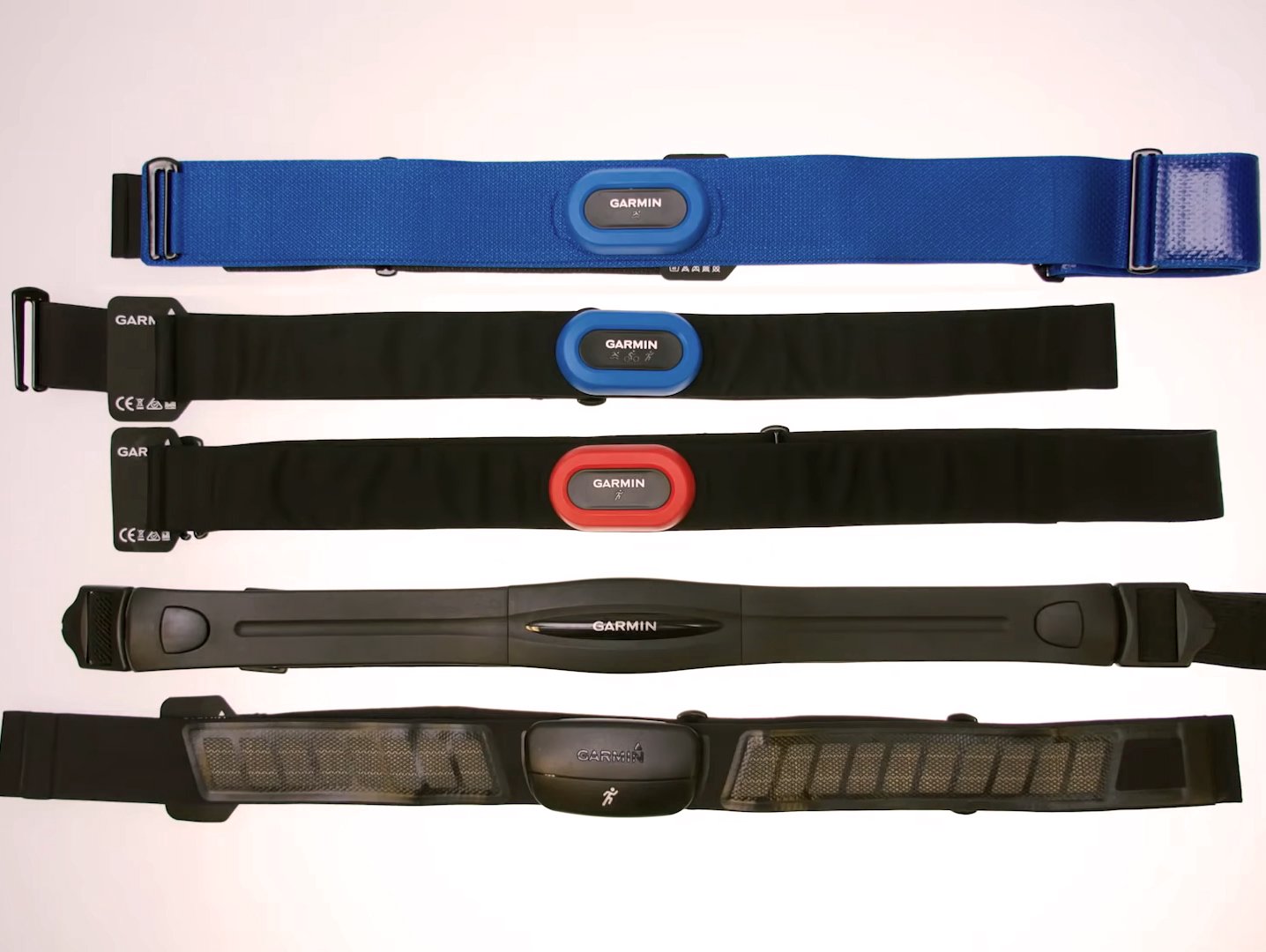 Tipos de cintas de pecho Garmin: HRM-Dual, HRM-Run, HRM-Tri y HRM-Swim