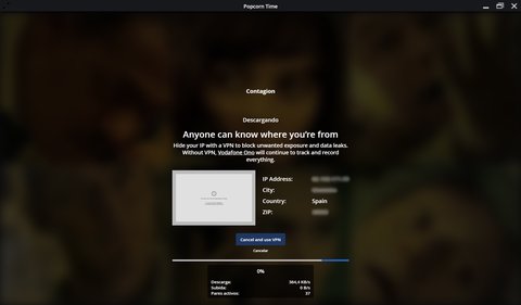 popcorn time detalles mensaje reproduccion