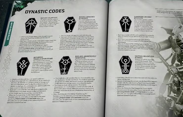 codigos dinasticos mejorados codex necrones