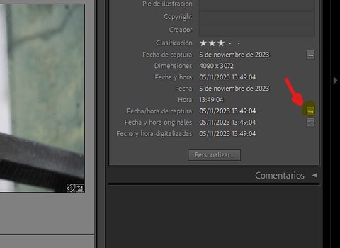 como modificar la hora de captura en adobe lightroom opciones