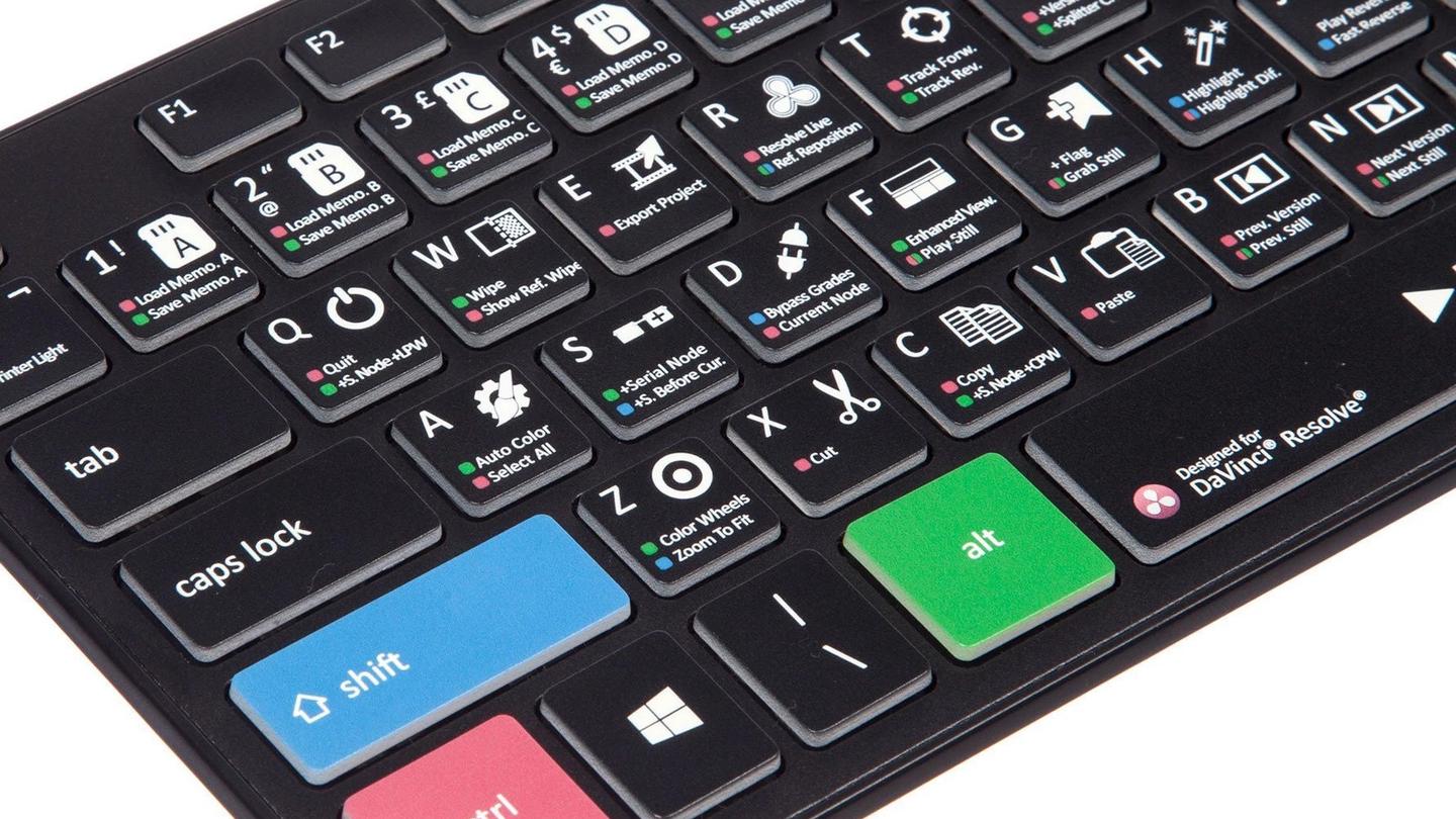 davinci resolve lista atajos teclado