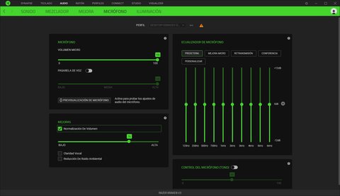 kraken v3 configuracion microfono