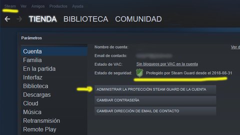 activar steam guard