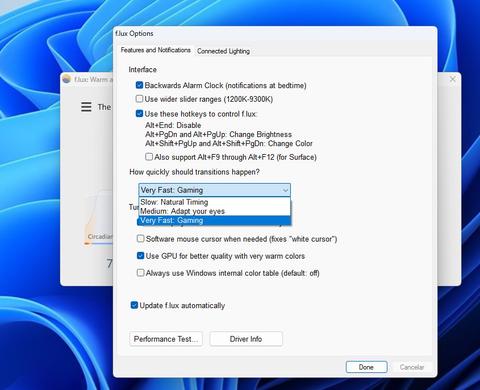como configurar flux para que no baje fps en juegos transicion rapida