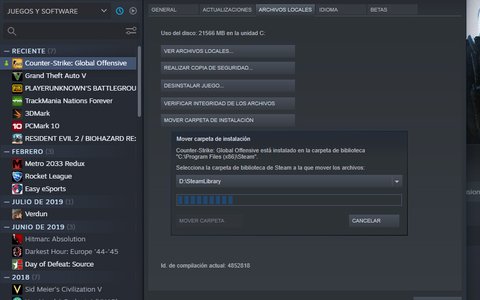 como mover juegos steam a otra carpeta sin volver a bajarlos