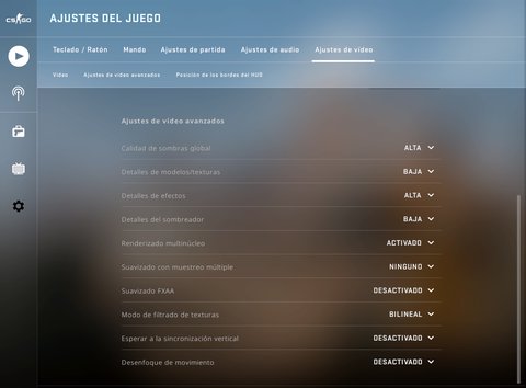 configuracion mejorar fps csgo