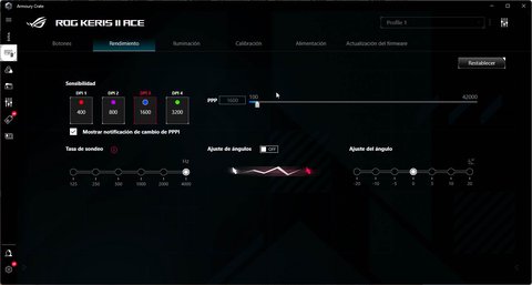 asus rog keris ii ace armoury crate rendimiento
