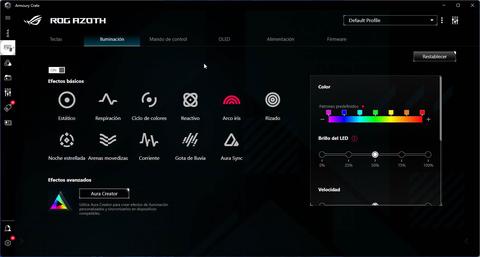 asus rog azoth armory crate iluminacion