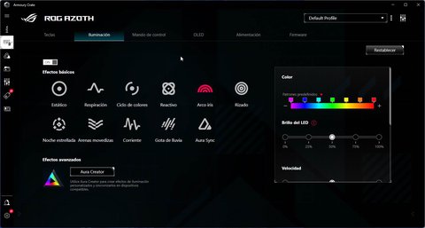 asus rog azoth armory crate iluminacion