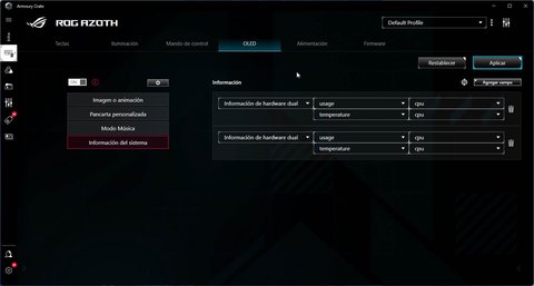 asus rog azoth personalizar pantalla