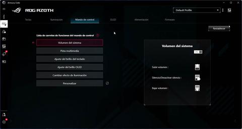 asus rog azoth personalizcion teclas multimedia