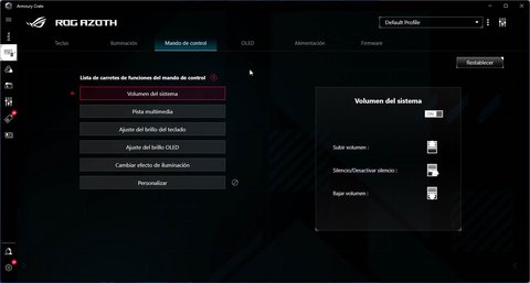 asus rog azoth personalizcion teclas multimedia