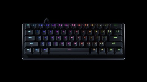 Razer Huntsman V3 Pro Mini 8KHz visto desde arriba con iluminación RGB