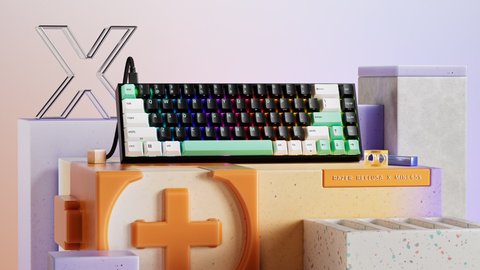 El teclado Razer Reclusa X Mini 65% con sus teclas en negro, blanco y verde menta
