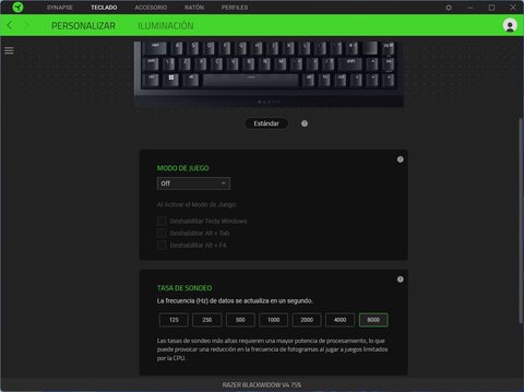 razer blackwidow v4 75 8000 hz