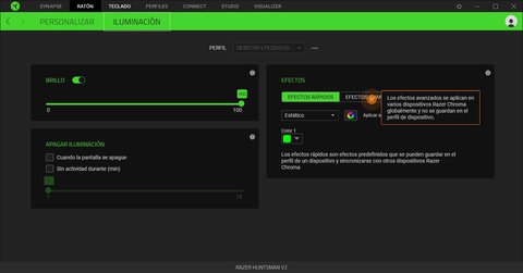 razer huntsman v2 synapse iluminacion