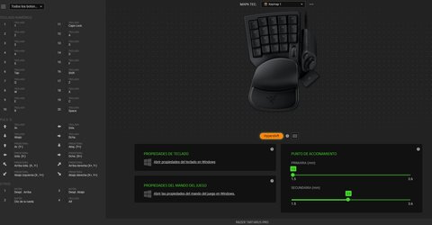 razer tartarus pro configuracion altura teclas