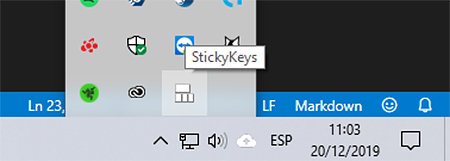 desactivar activar sticky keys windows 10 barra icono