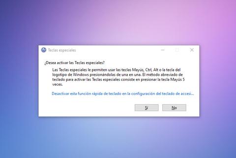 desactivar activar sticky keys windows 10