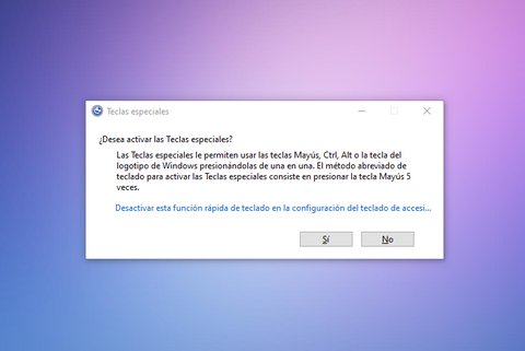 desactivar activar sticky keys windows 10
