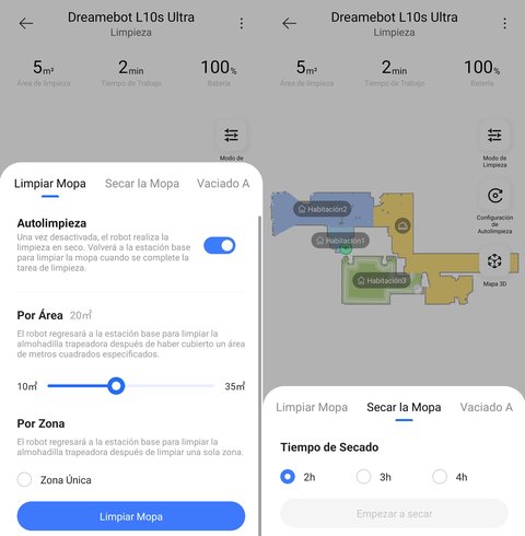 dreame bot l10s ultra fregado detalle app