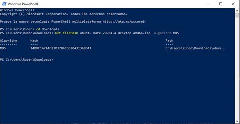 md5 windows powershell