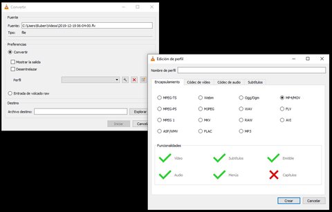 convertir flv con vlc perfil