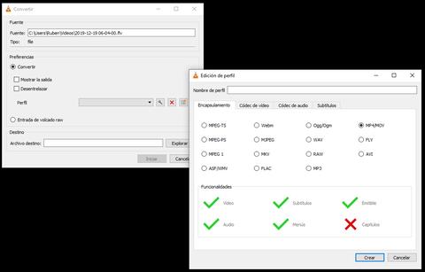convertir flv con vlc perfil