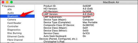 version bluetooth macos