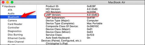 version bluetooth macos
