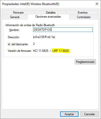 version bluetooth windows