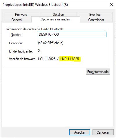 version bluetooth windows