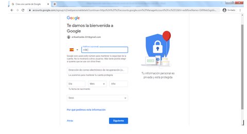 como crear cuenta gmail