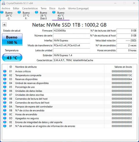 ssd m2 nvme netac nv7000 t 1tb crystaldiskinfo
