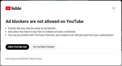 youtube informa bloqueadores de anuncios no estan permitidos