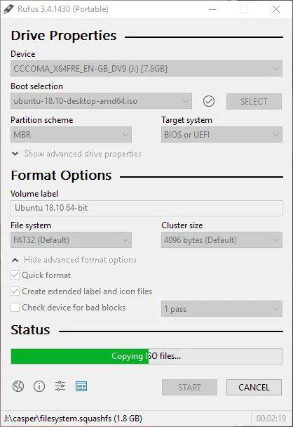 rufus finalizacion usb en iso