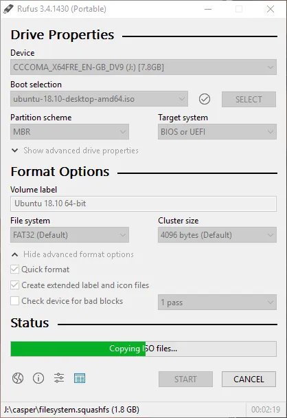 rufus finalizacion usb en iso