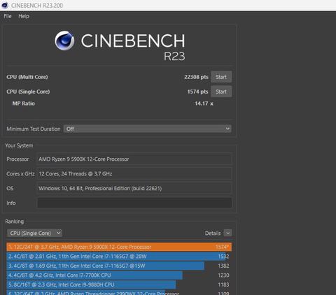 teamgroup t force xtreem argb white ddr4 4000 cinebench23